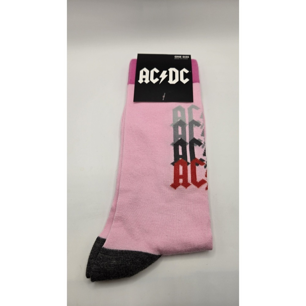 AC/DC Pink Crew Socks Official Band‎ Merchandise One Size Rock Band Socks New